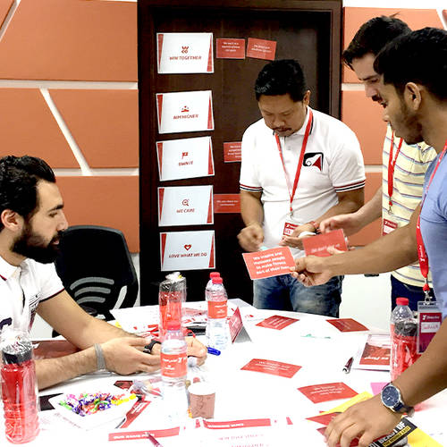 Fitness First employees preparing for an exhibition